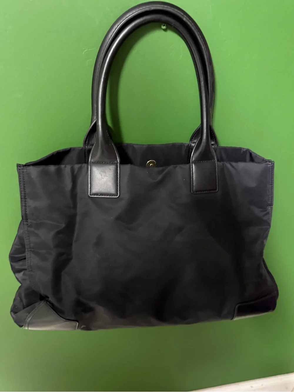 Tory Burch Black Nylon Tote with Leather Handles